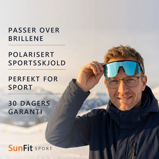 SunFit Sport – polarisert sportsskjold som passer over brillene